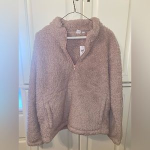 NEW Gap blush pink sherpa quarter zip.